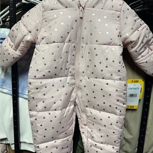 Carter's Light Pink Snowsuit with Silver Dots